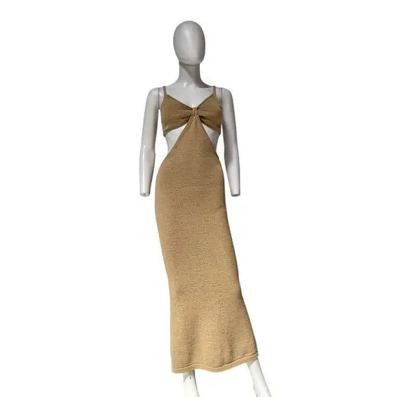 cult gaia beige dress Agnes Dress with Slit